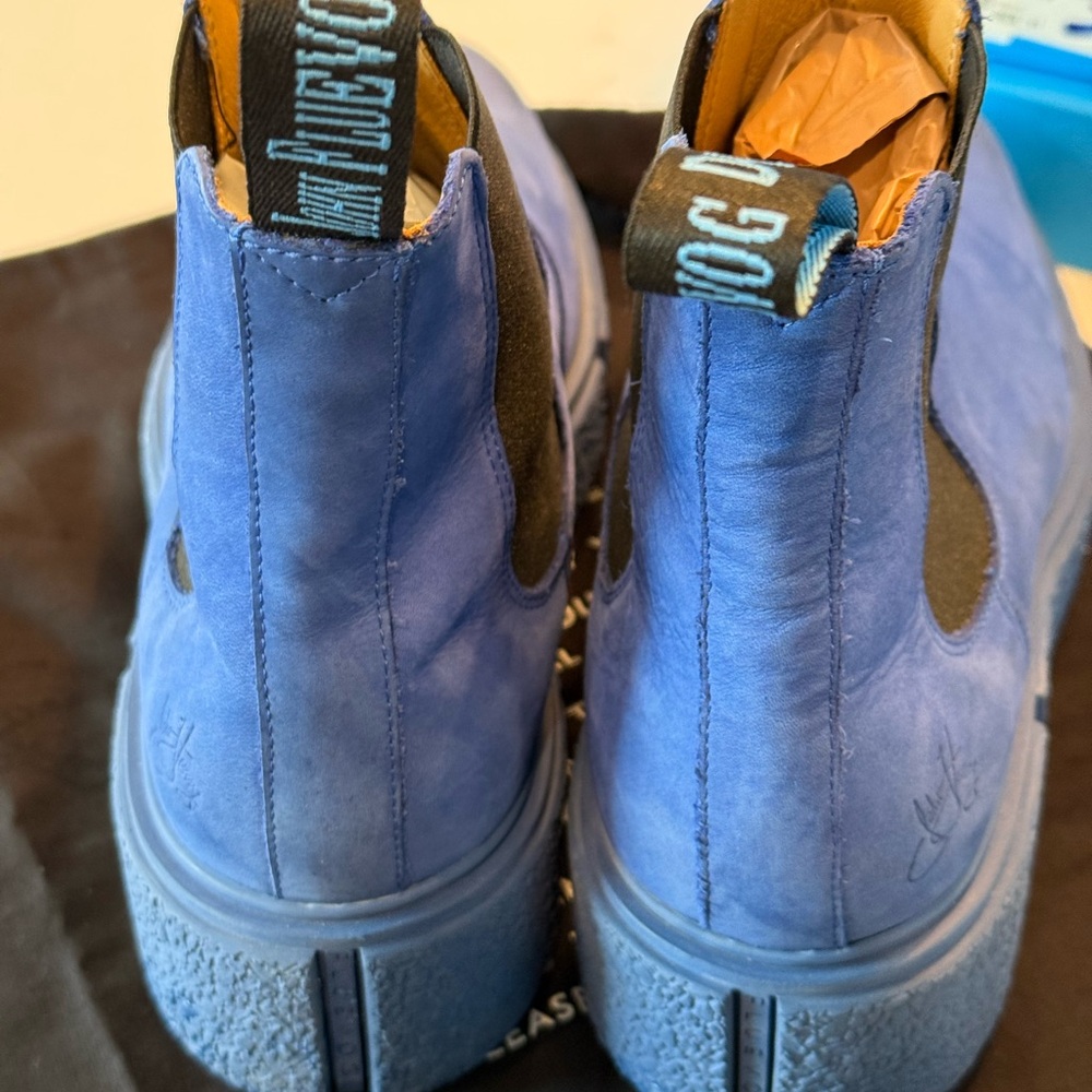 John Fluevog Piccolomini Blue Platform Chelsea Boots - Picture 6 of 12